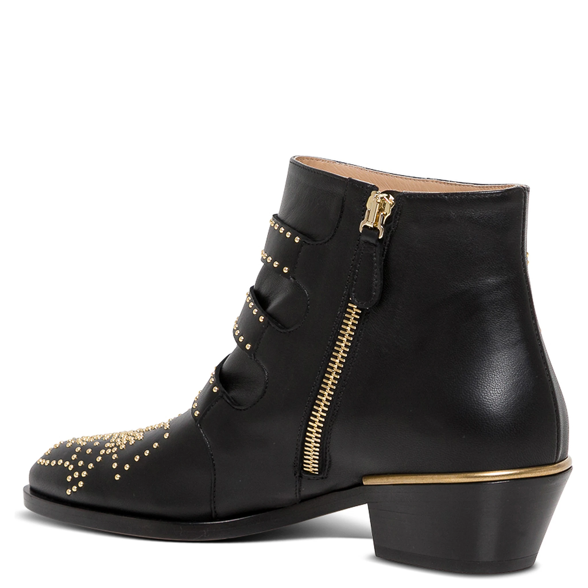 Susan Black Ankle Boots with Studs detail in Leather Woman