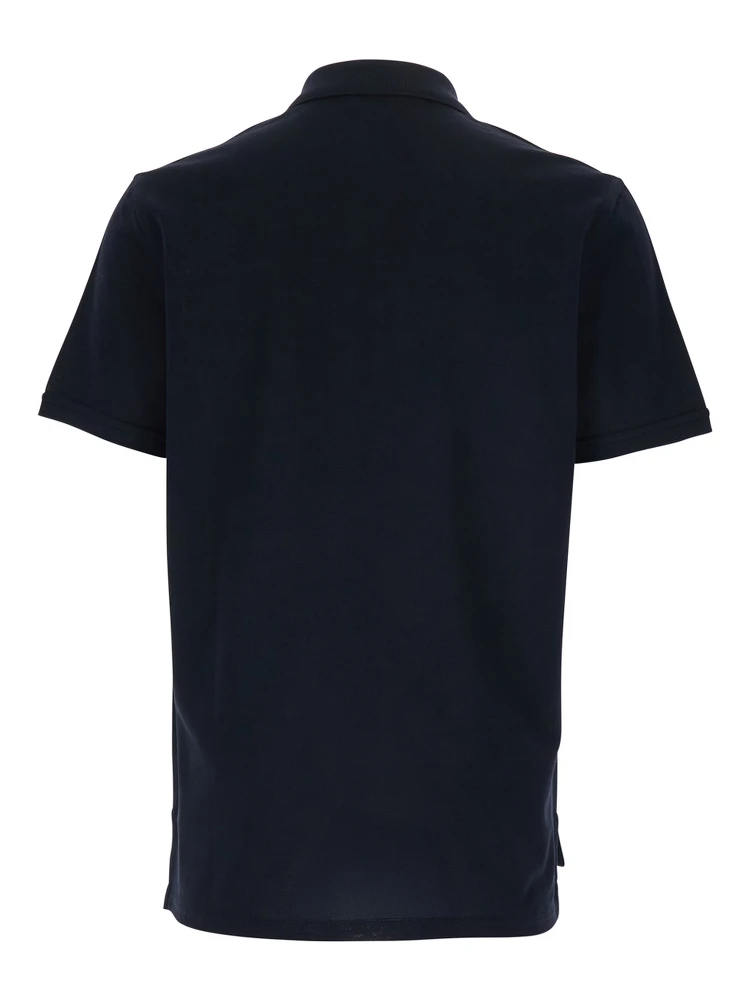 Blue Polo Shirt with Classic Collar and Logo Patch on the Front in Cotton Man alternative