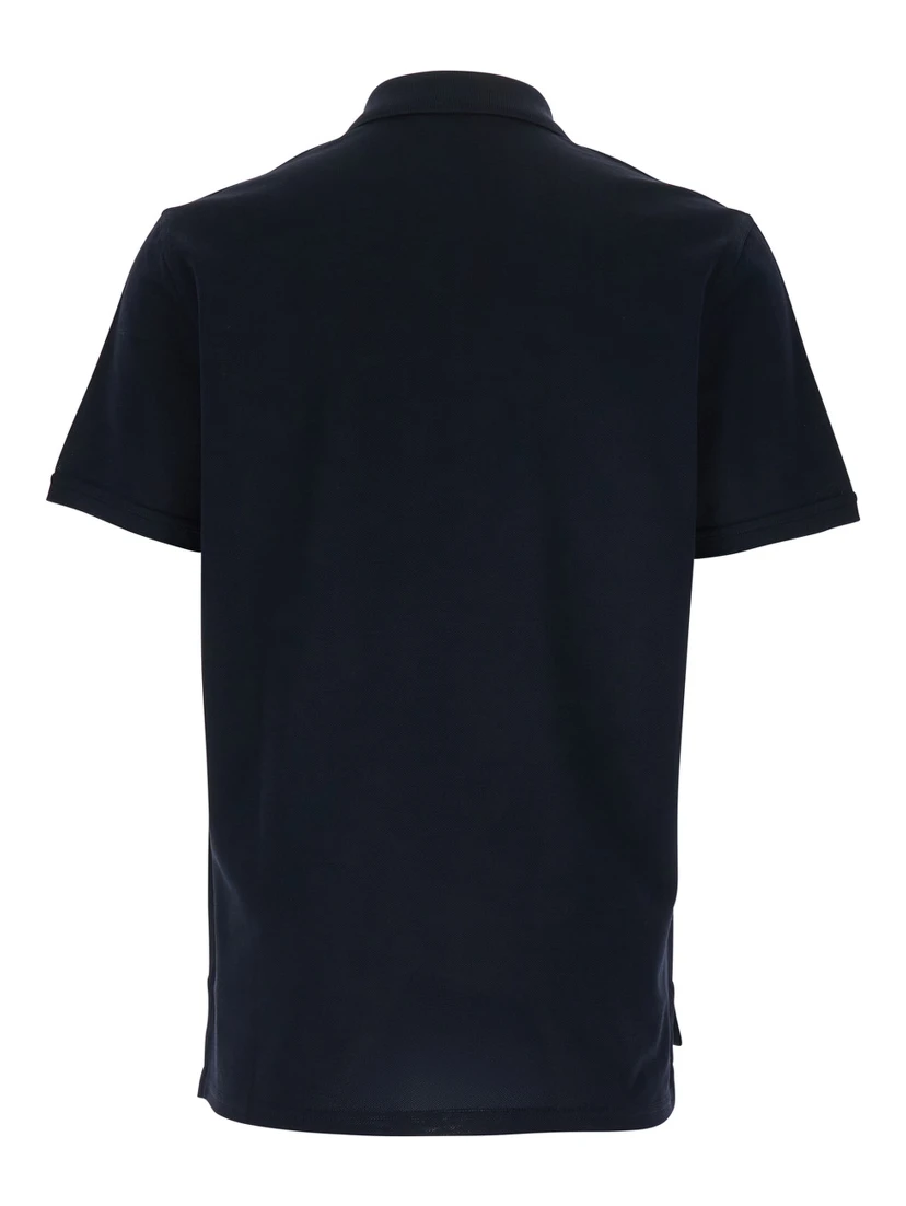 Blue Polo Shirt with Classic Collar and Logo Patch on the Front in Cotton Man