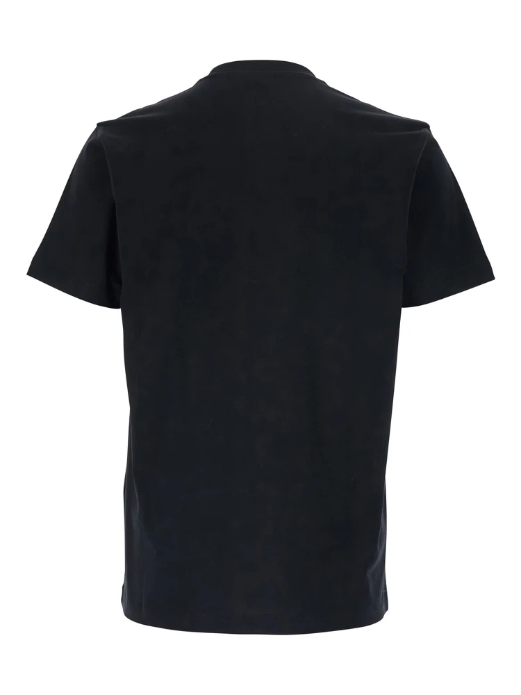 Black T-Shirt with Lettering Logo on the Front in Cotton Man alternative