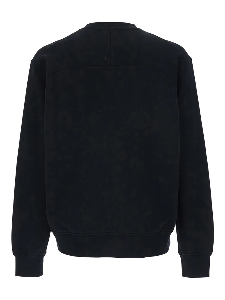 Black Crewneck Sweatshirt with Logo Patch on the Front in Cotton Man alternative