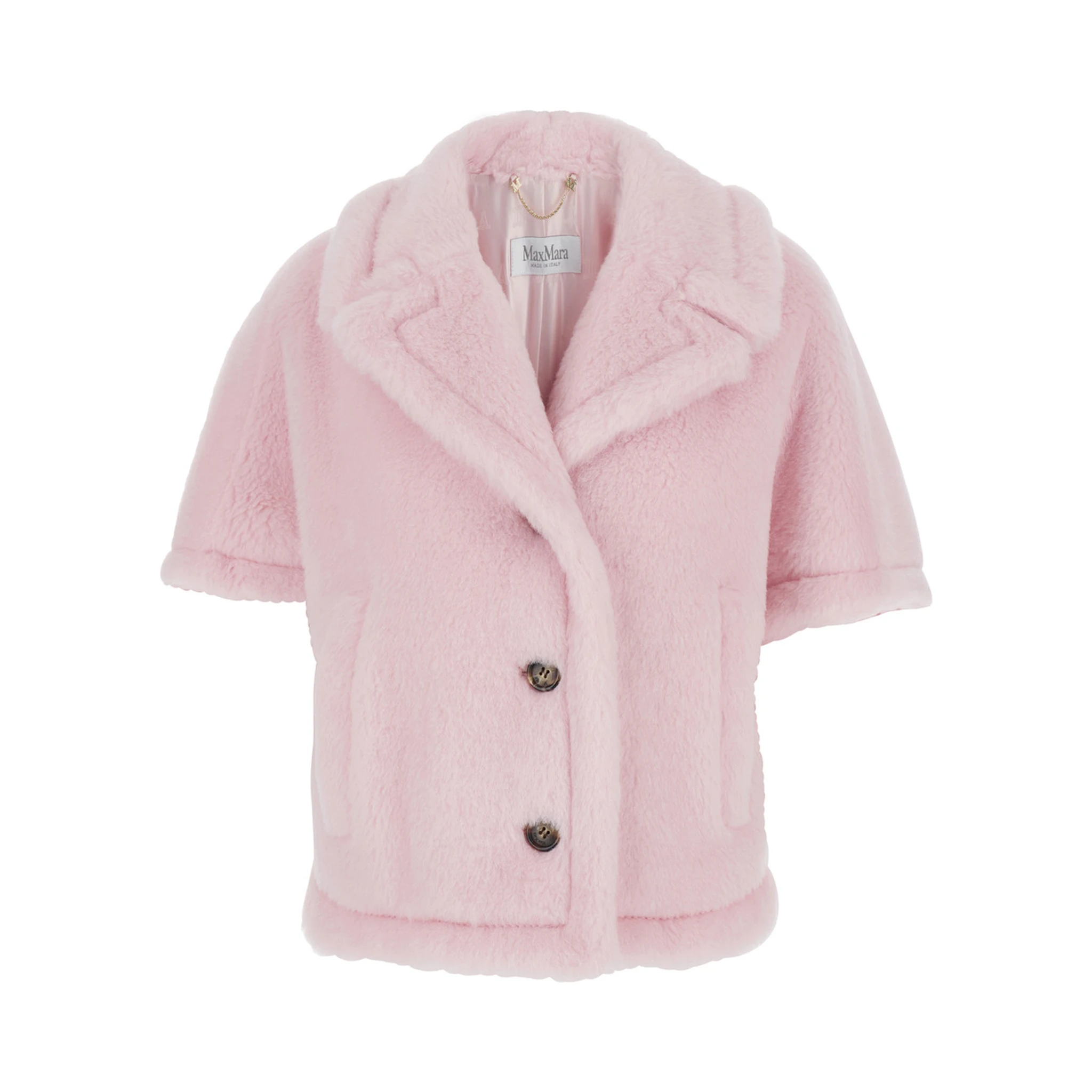 Corvino Pink Cape with Classic Lapels and Short Sleeves in Fur Woman