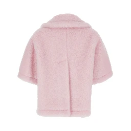 Corvino Pink Cape with Classic Lapels and Short Sleeves in Fur Woman