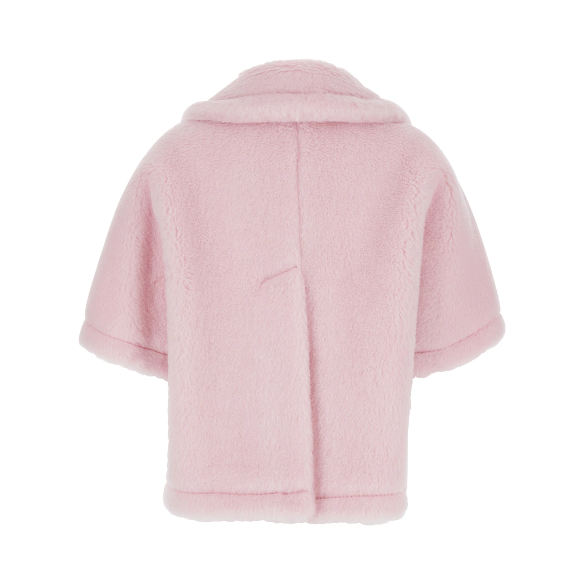 Corvino Pink Cape with Classic Lapels and Short Sleeves in Fur Woman
