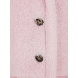 Corvino Pink Cape with Classic Lapels and Short Sleeves in Fur Woman