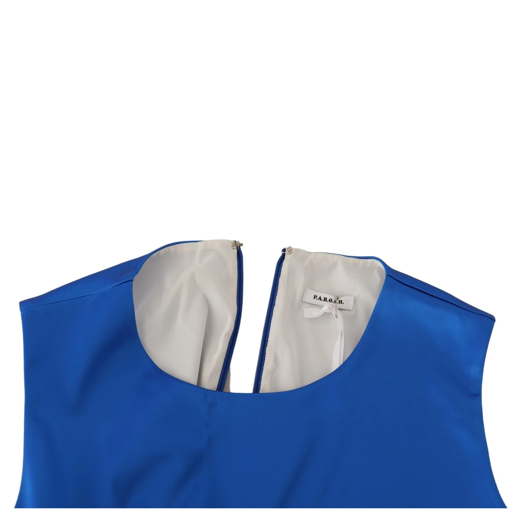 Acetate Royal Blue Roundneck Sleeveless Sheath Midi Dress