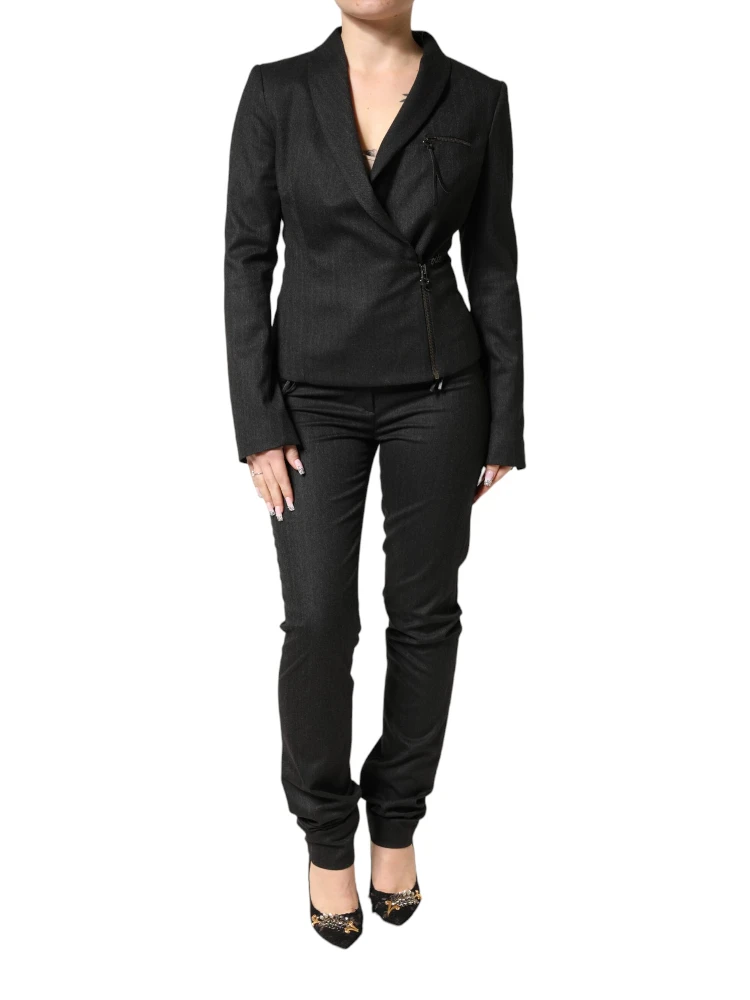 Black Double Breasted Pants Blazer Jacket 2 Piece Suit alternative