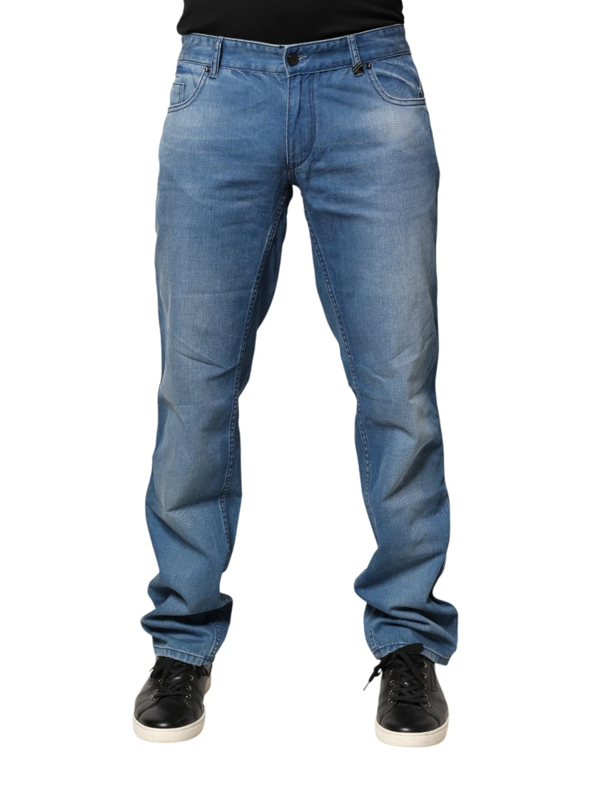 Blue Washed Cotton Skinny Fit Men Denim Trouser Jeans