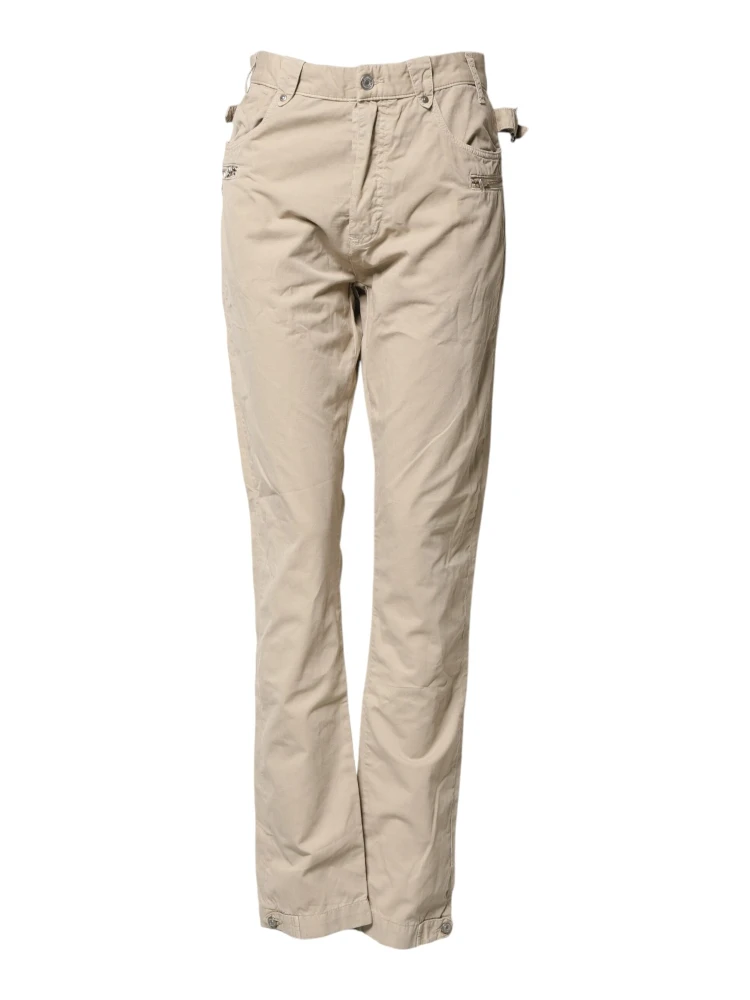Beige Cotton Mid Waist Straight Men Denim Jeans alternative