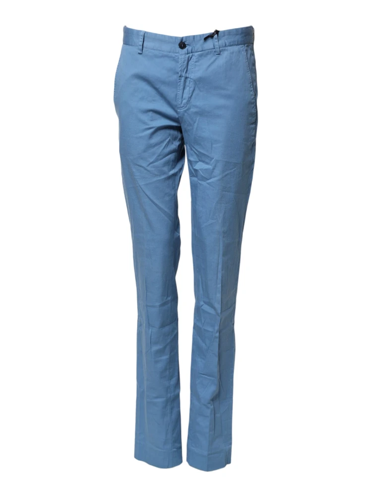 Blue Cotton Mid Waist Straight Men Denim Jeans