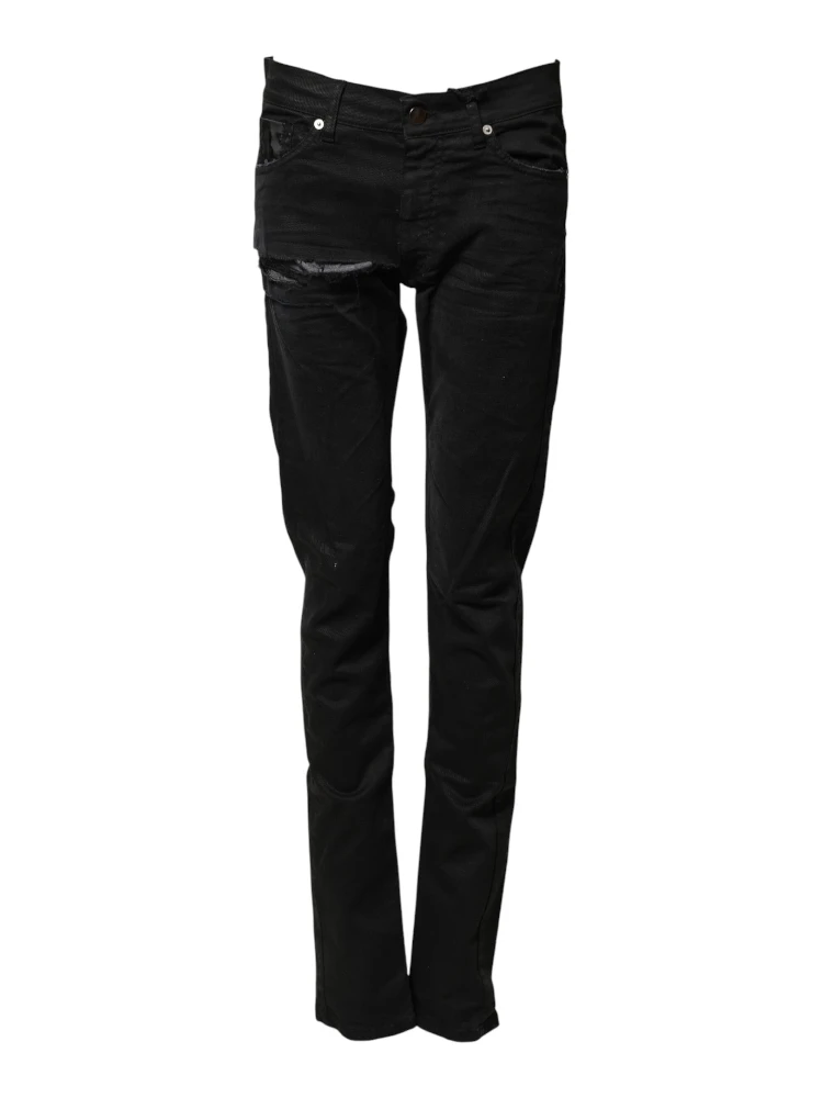 Black Tattered Men Skinny Denim Trouser Jeans alternative