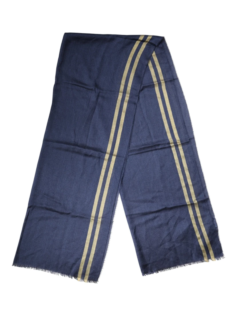 Blue Cashmere Neck Wrap Shawl Fringes Scarf