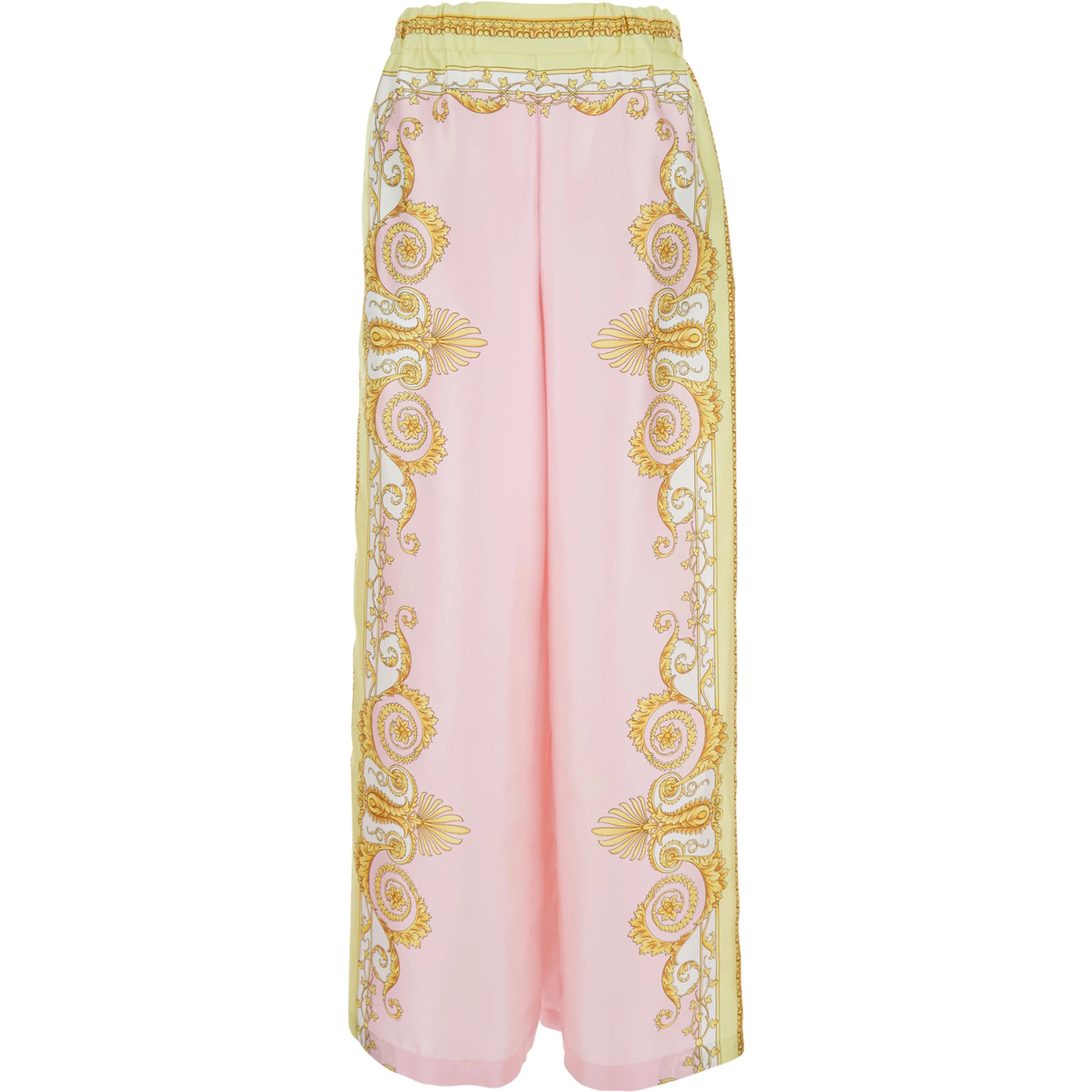 Multicolor Trousers with Elastic Waist and All-Over Geometric Print in Silk Woman