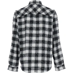 Multicolor Shirt with Classic Collar and All-Over Check Motif in Wool Man