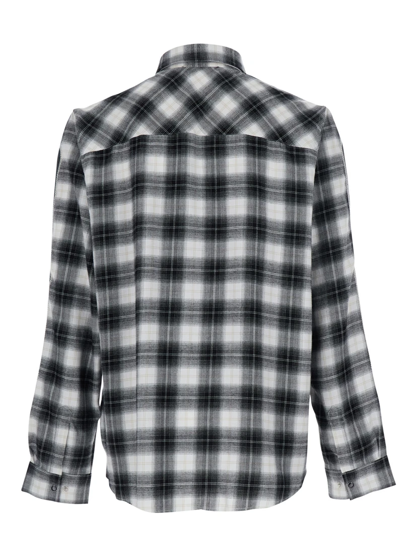 Multicolor Shirt with Classic Collar and All-Over Check Motif in Wool Man
