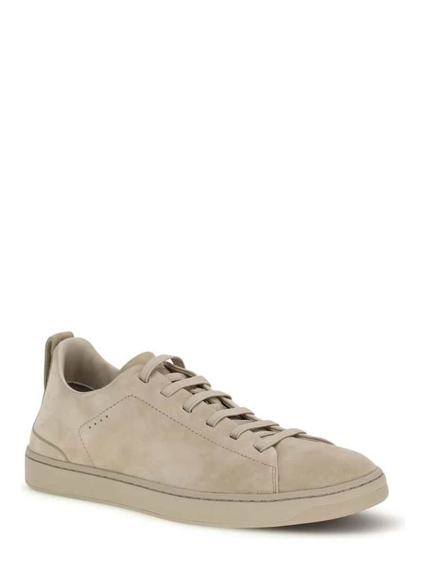 Gray Calf Leather Bos Taurus Low Top Sneakers