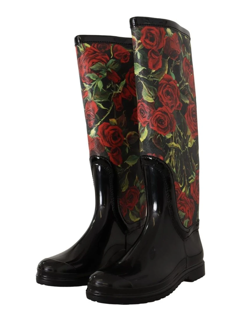 Black Polyvinyl Rain Boots