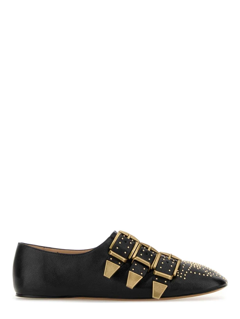 Black leather Susan ballerinas