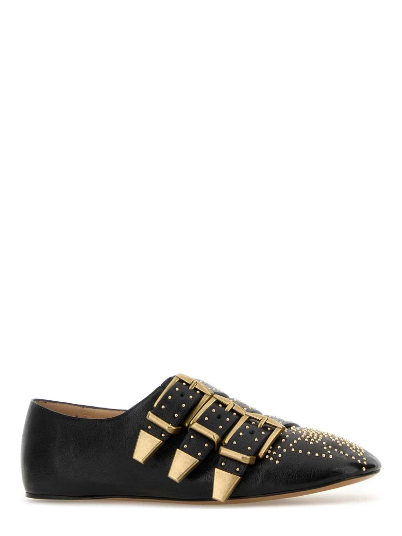 Black leather Susan ballerinas