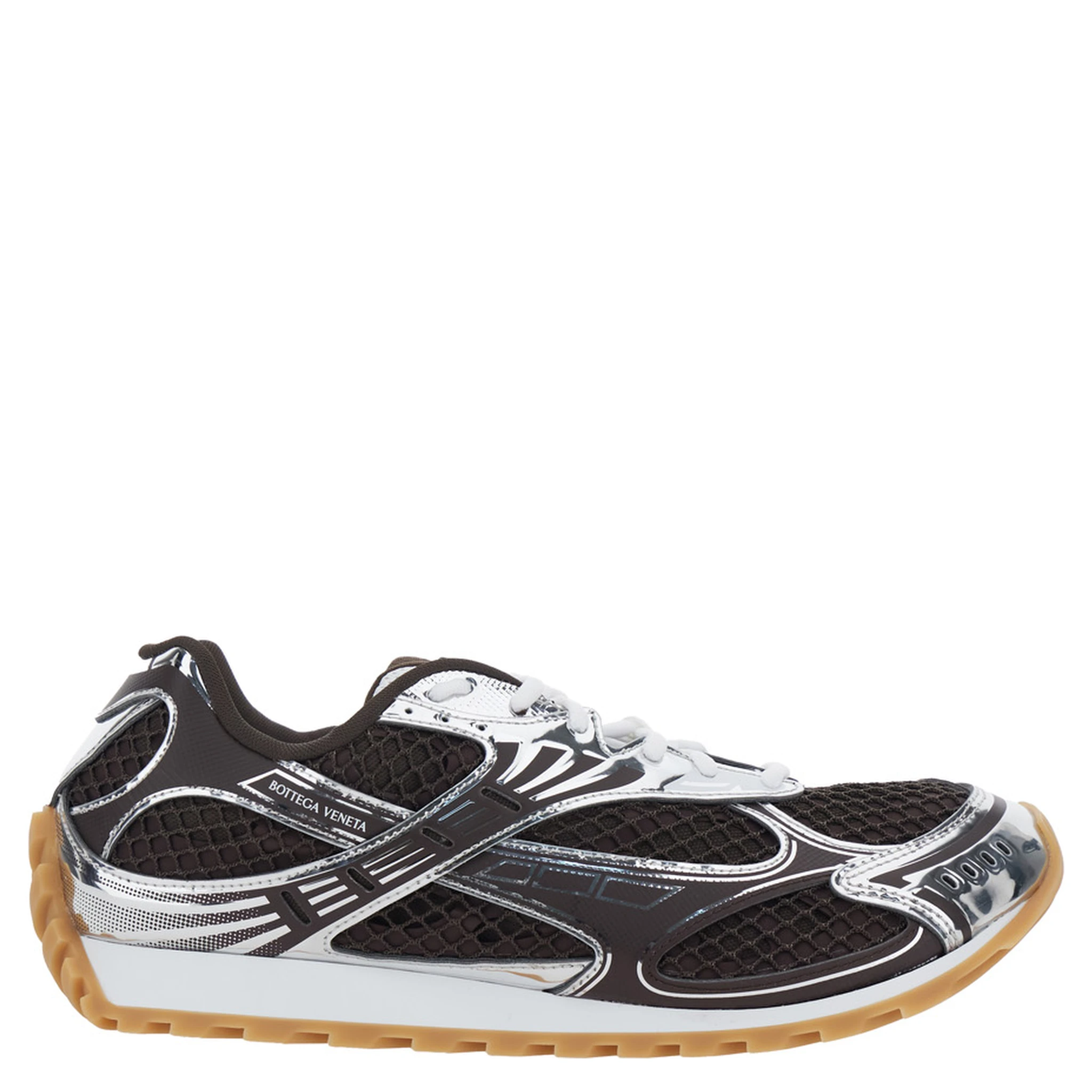 Orbit Brown Sneakers with Logo Lettering Print in Tech Fabric Man