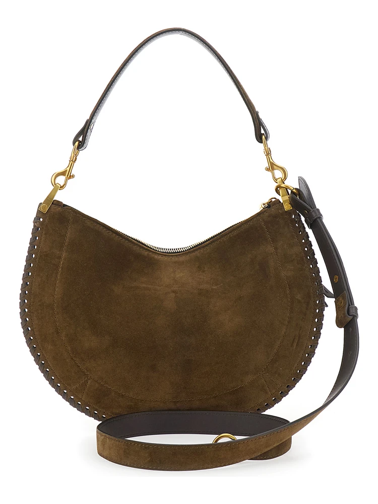 Brown Shoulder Bag with Removable Shoulder Strap in Suede Woman alternative