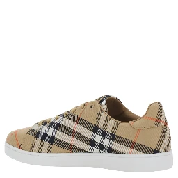 Set Beige Low-Top Sneaker with All-Over Check Pattern in Fabric and Leather Man