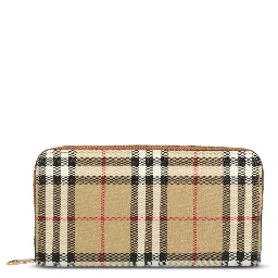 Check E-Canvas and leather zip-around wallet