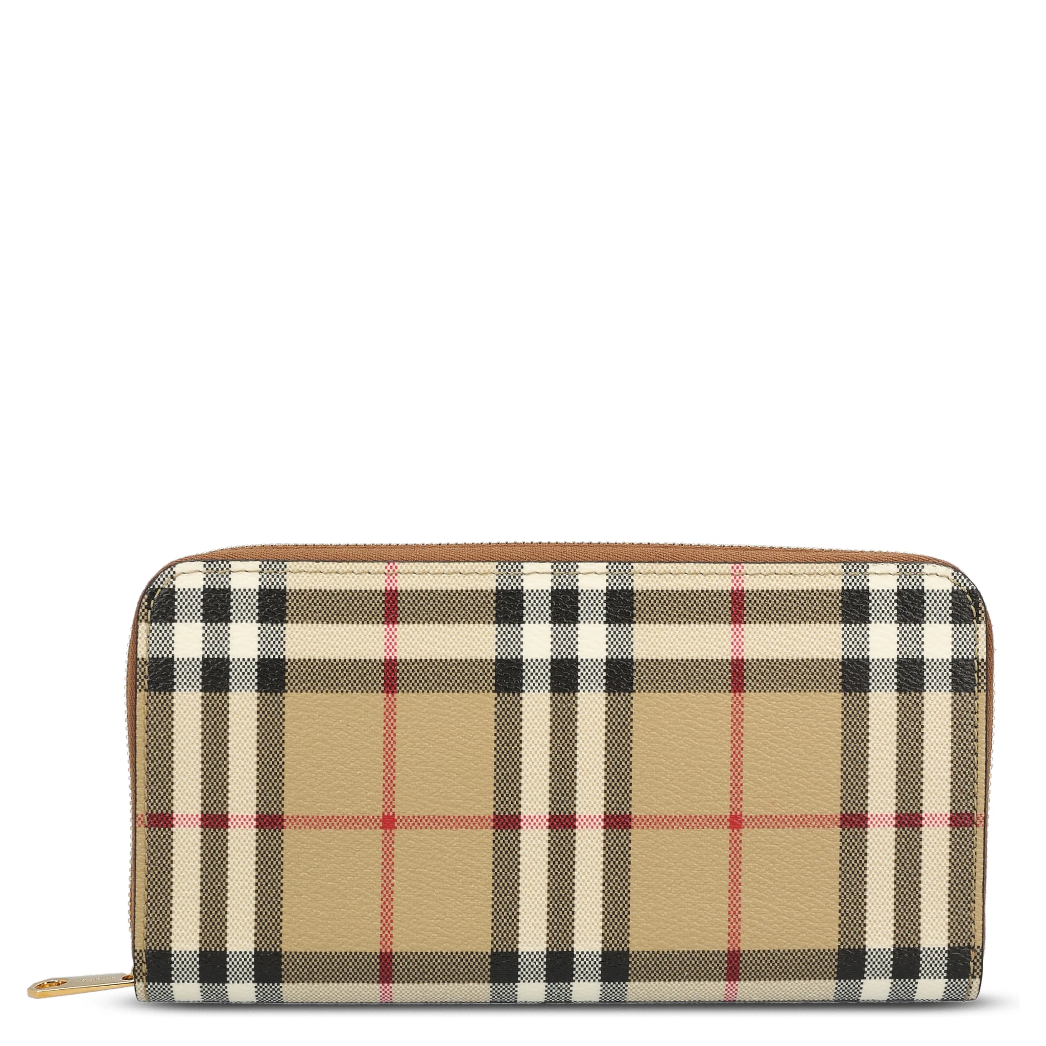 Check E-Canvas and leather zip-around wallet