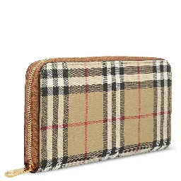Check E-Canvas and leather zip-around wallet