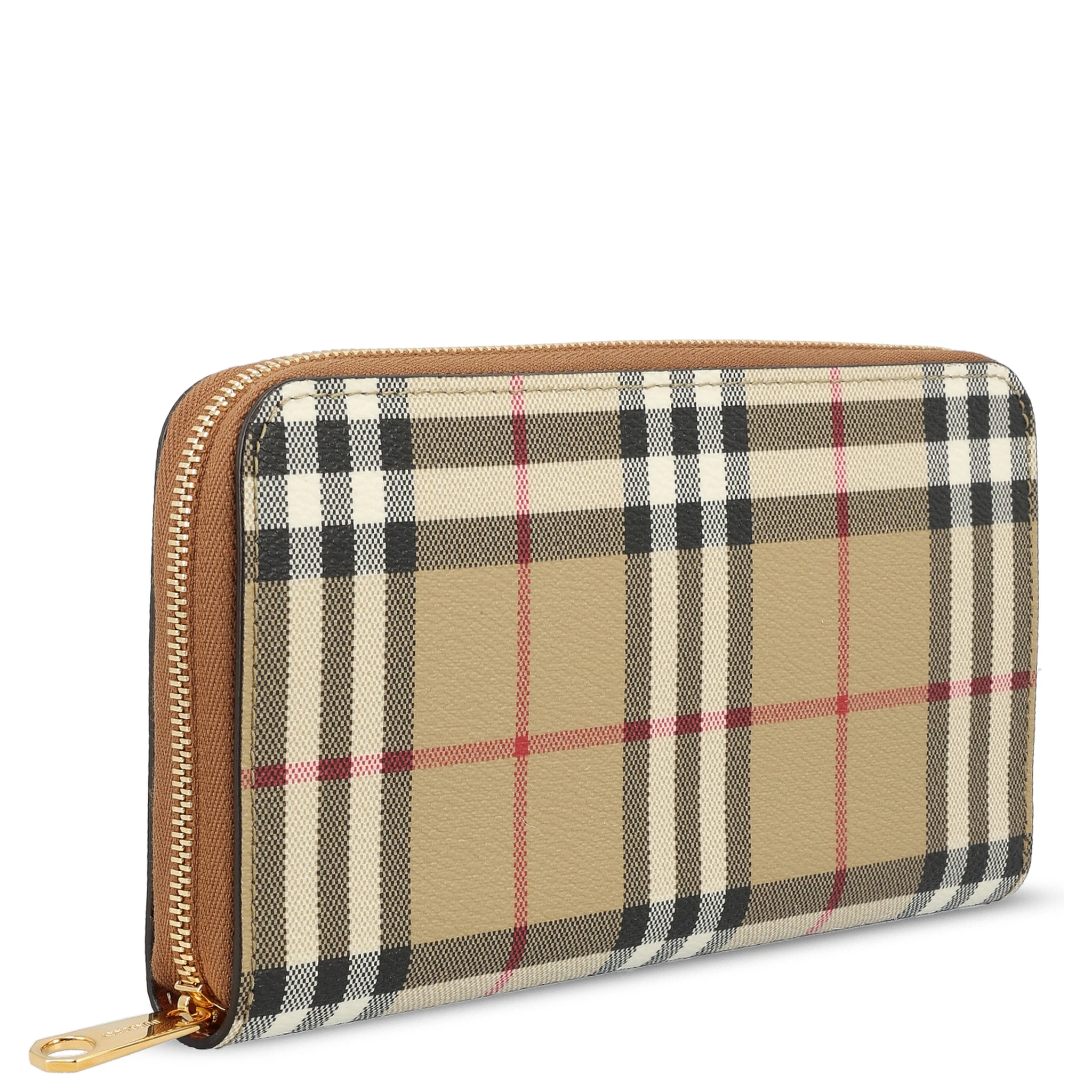 Check E-Canvas and leather zip-around wallet