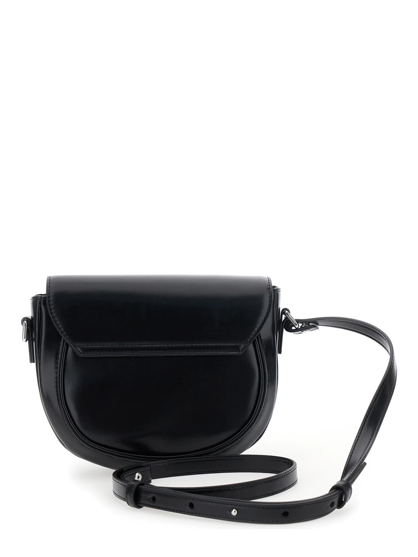 Smile Black Shoulder Bag with Engraved Logo on the Front in Ecoleather Girl