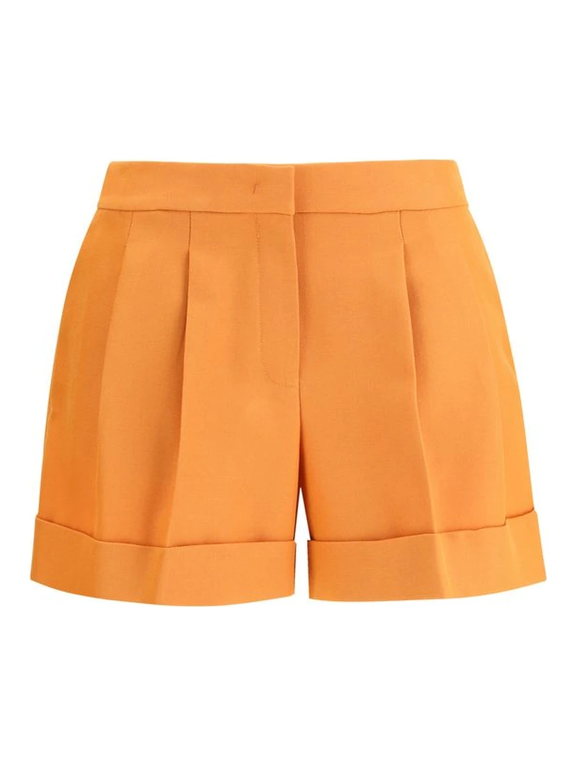 Orange Fleece Wool Bermuda Shorts