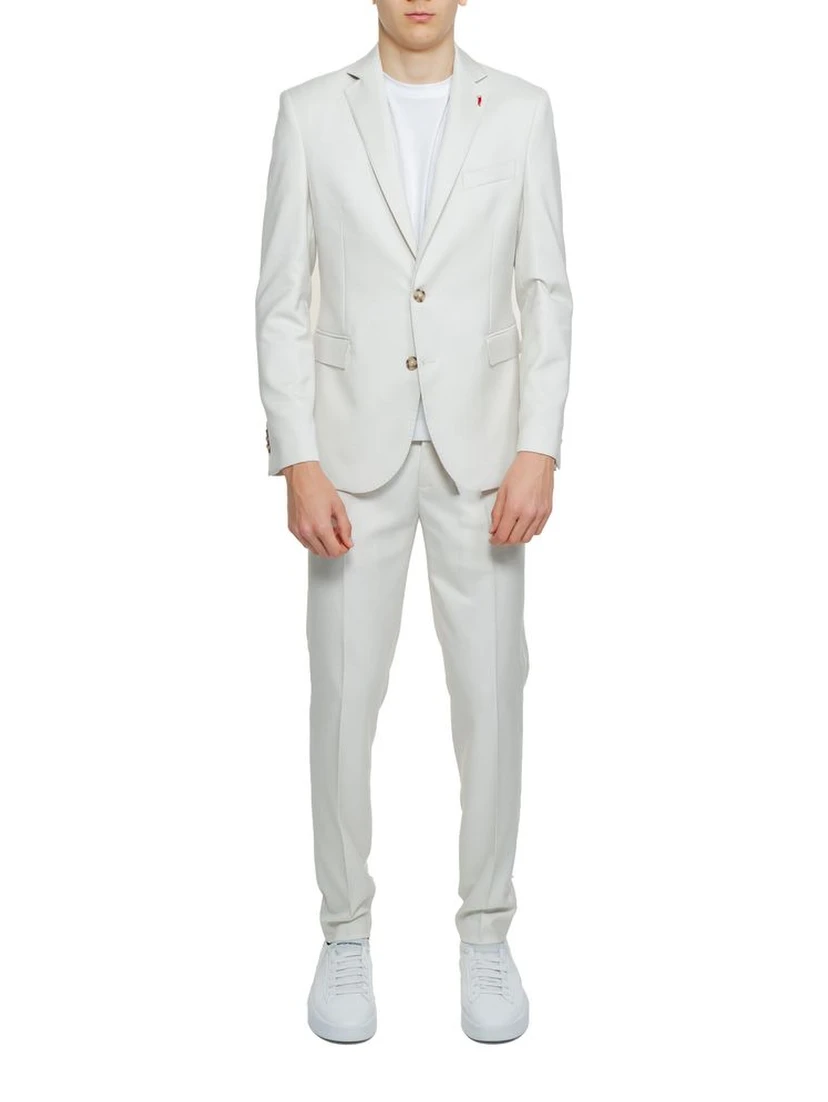 Beige Polyester Two-Piece Suit