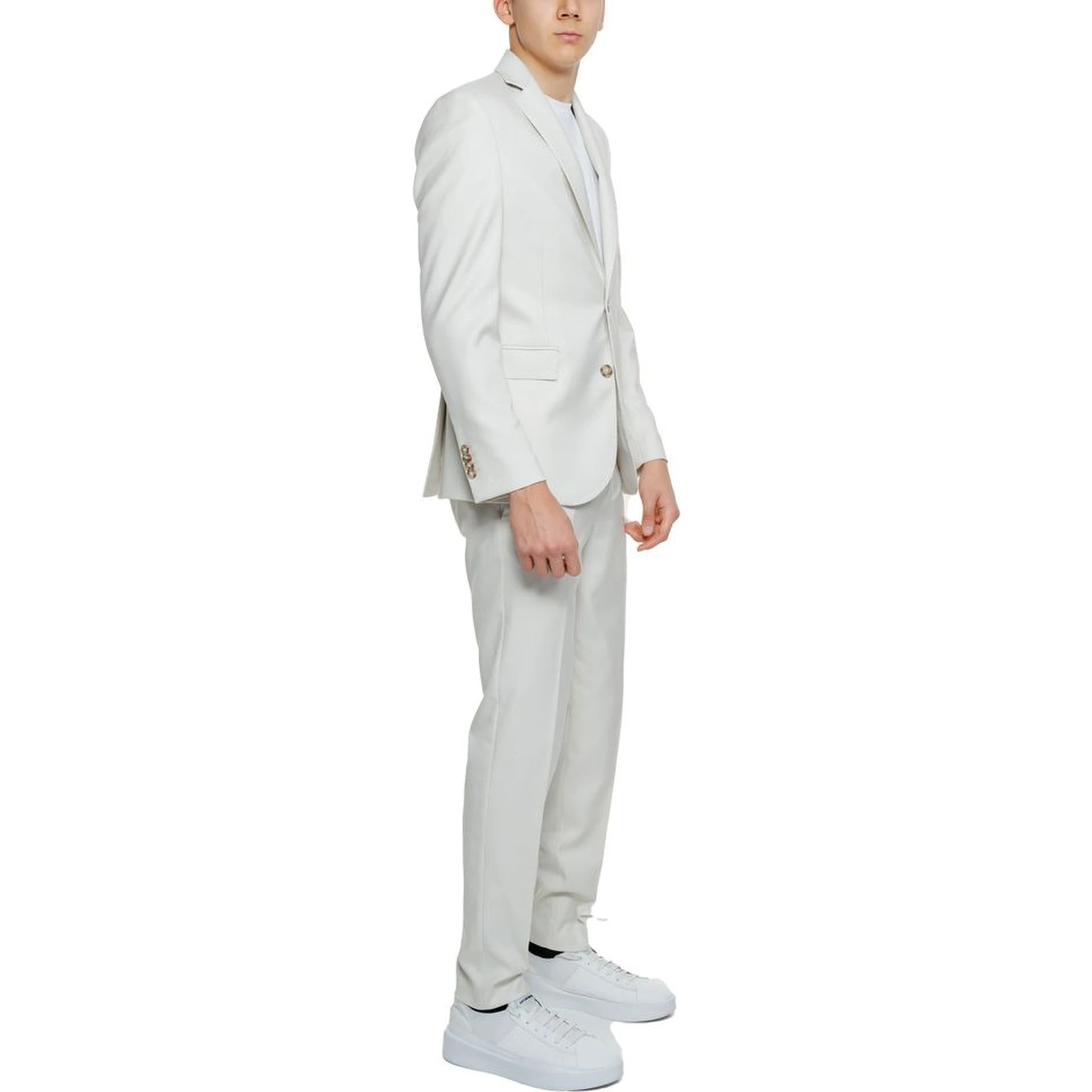 Beige Polyester Two-Piece Suit