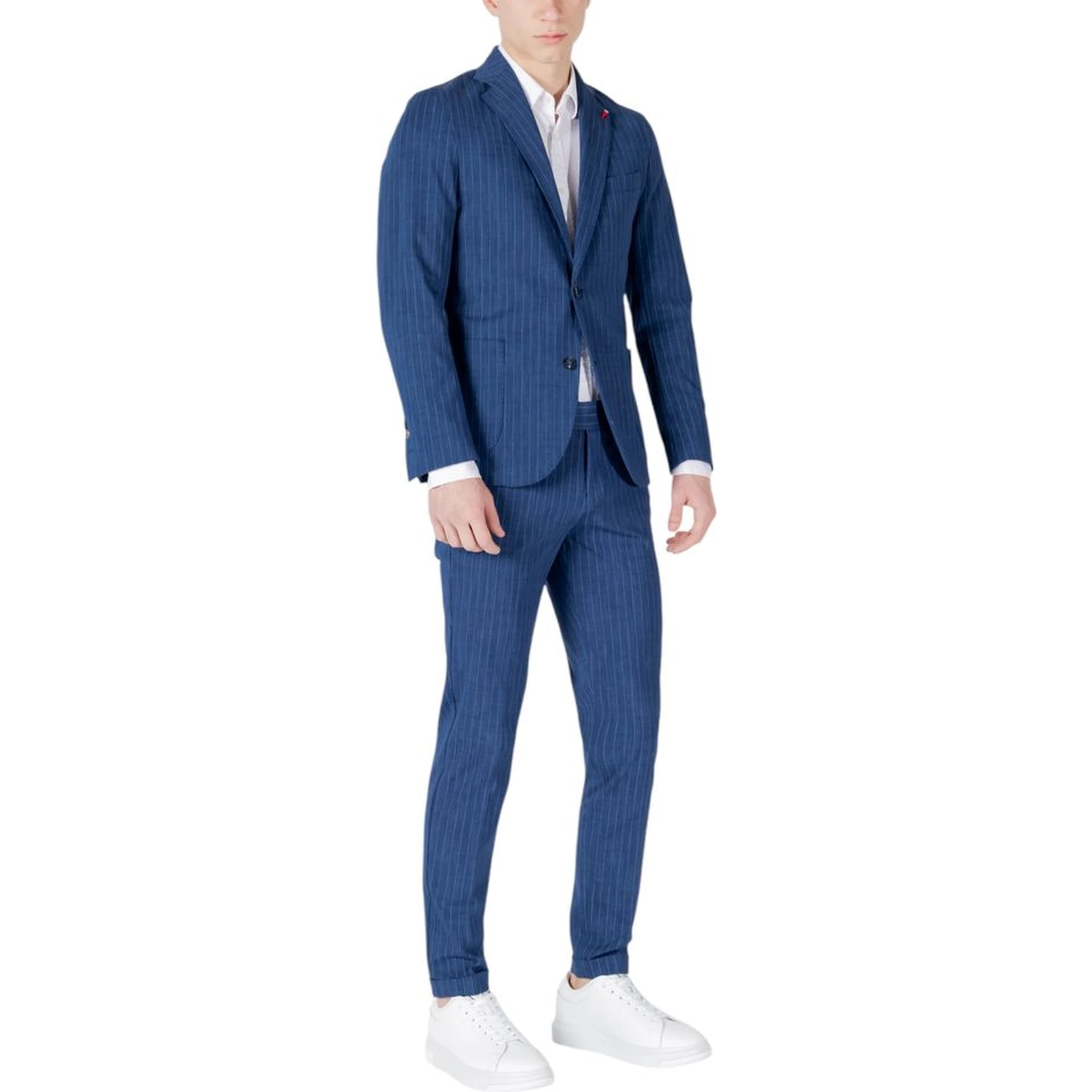 Blue Cotton Two-Piece Suit