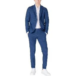 Blue Cotton Two-Piece Suit