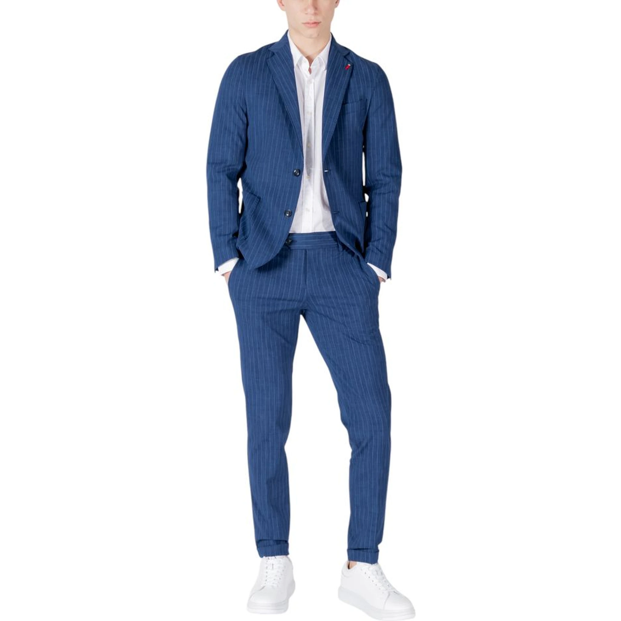 Blue Cotton Two-Piece Suit