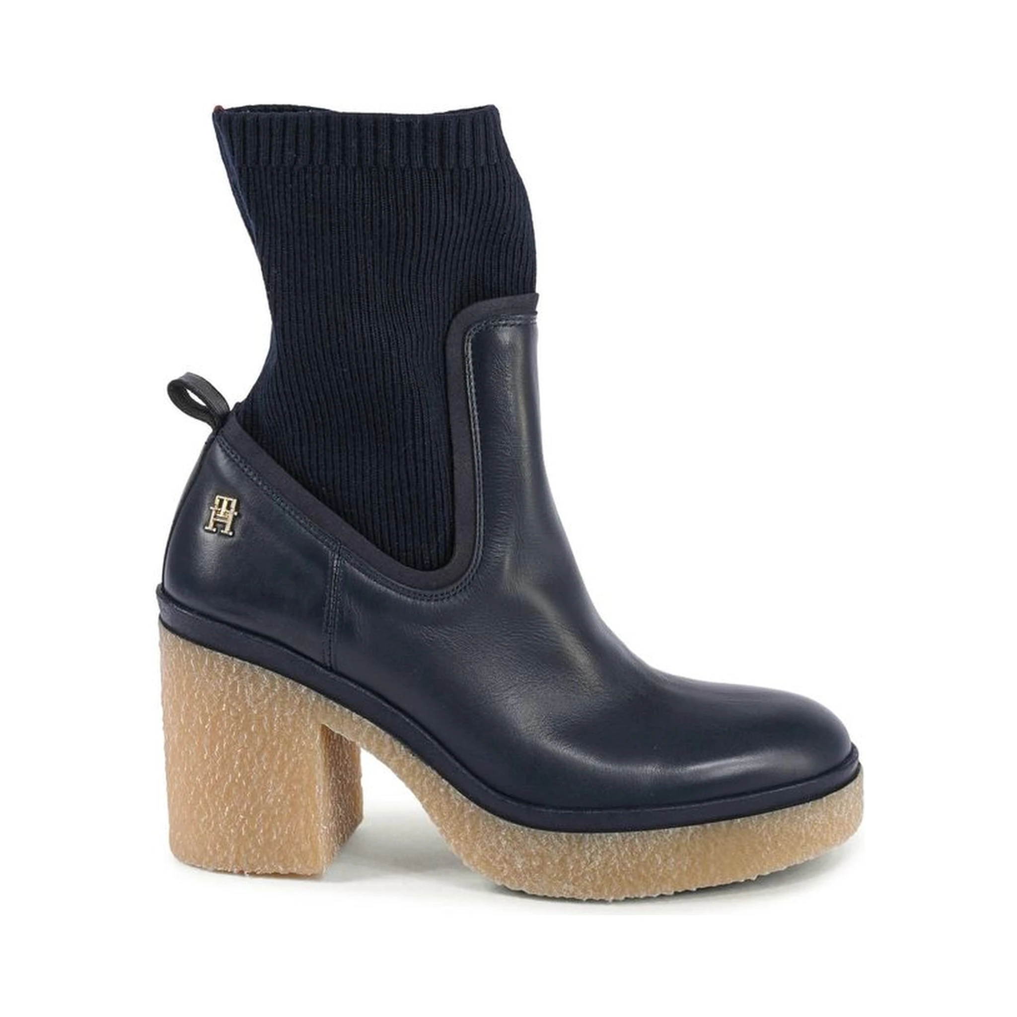 Blue Leather Ankle Boots