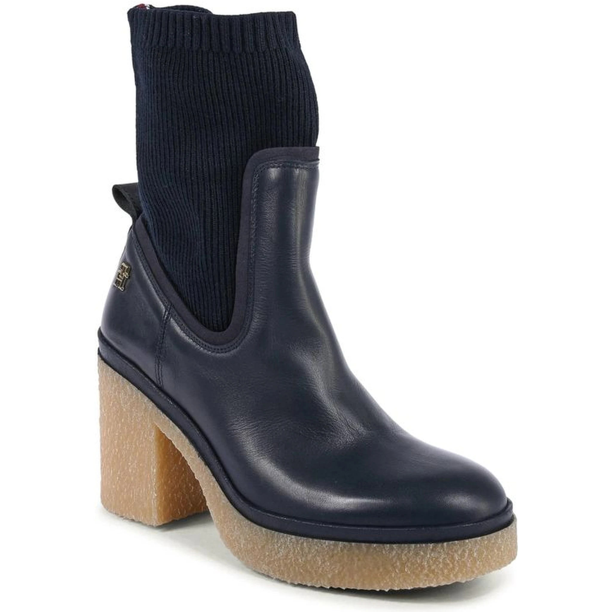 Blue Leather Ankle Boots