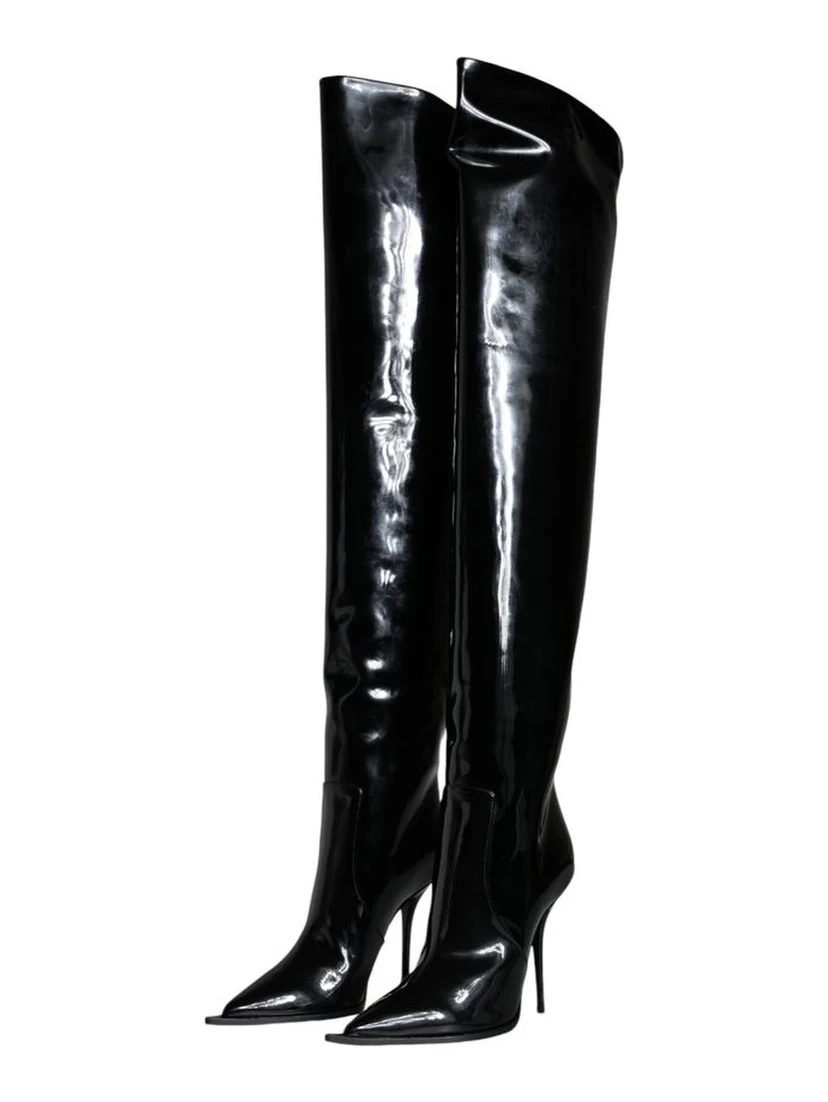 Black Leather Over The Knee