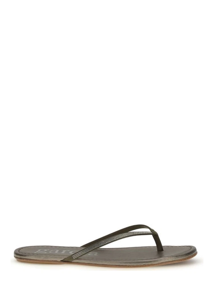 Bicolor Crystals Flat Sandals
