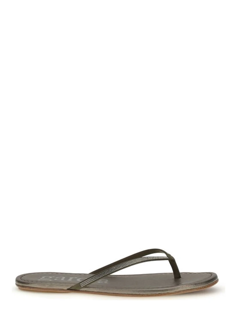 Bicolor Crystals Flat Sandals
