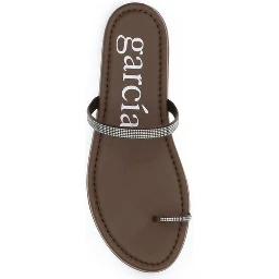 Brown Silk Flat Sandals