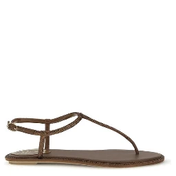 Brown Satin Flat Sandals