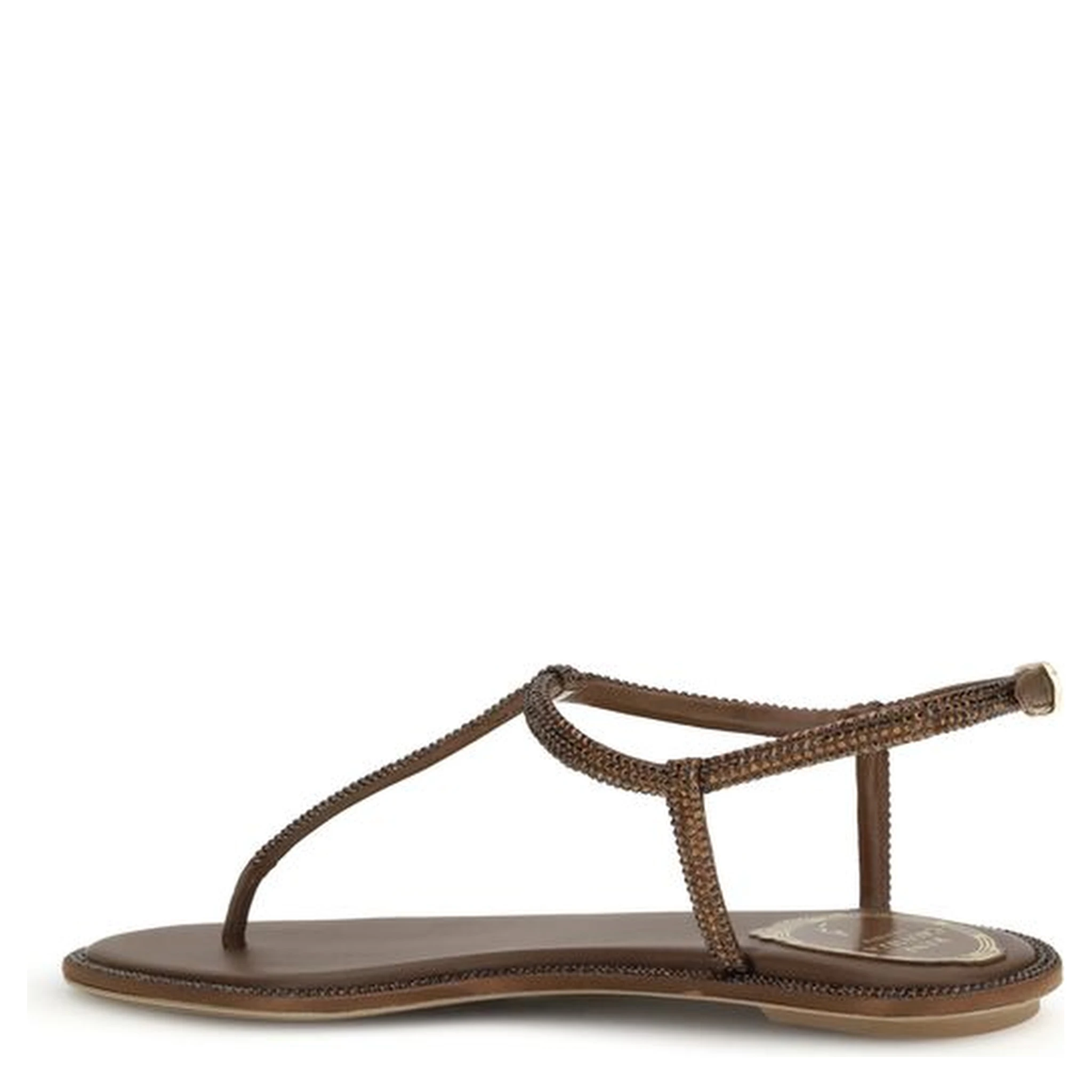 Brown Satin Flat Sandals