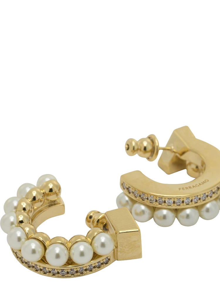 "Gancini" earrings with pearls alternative