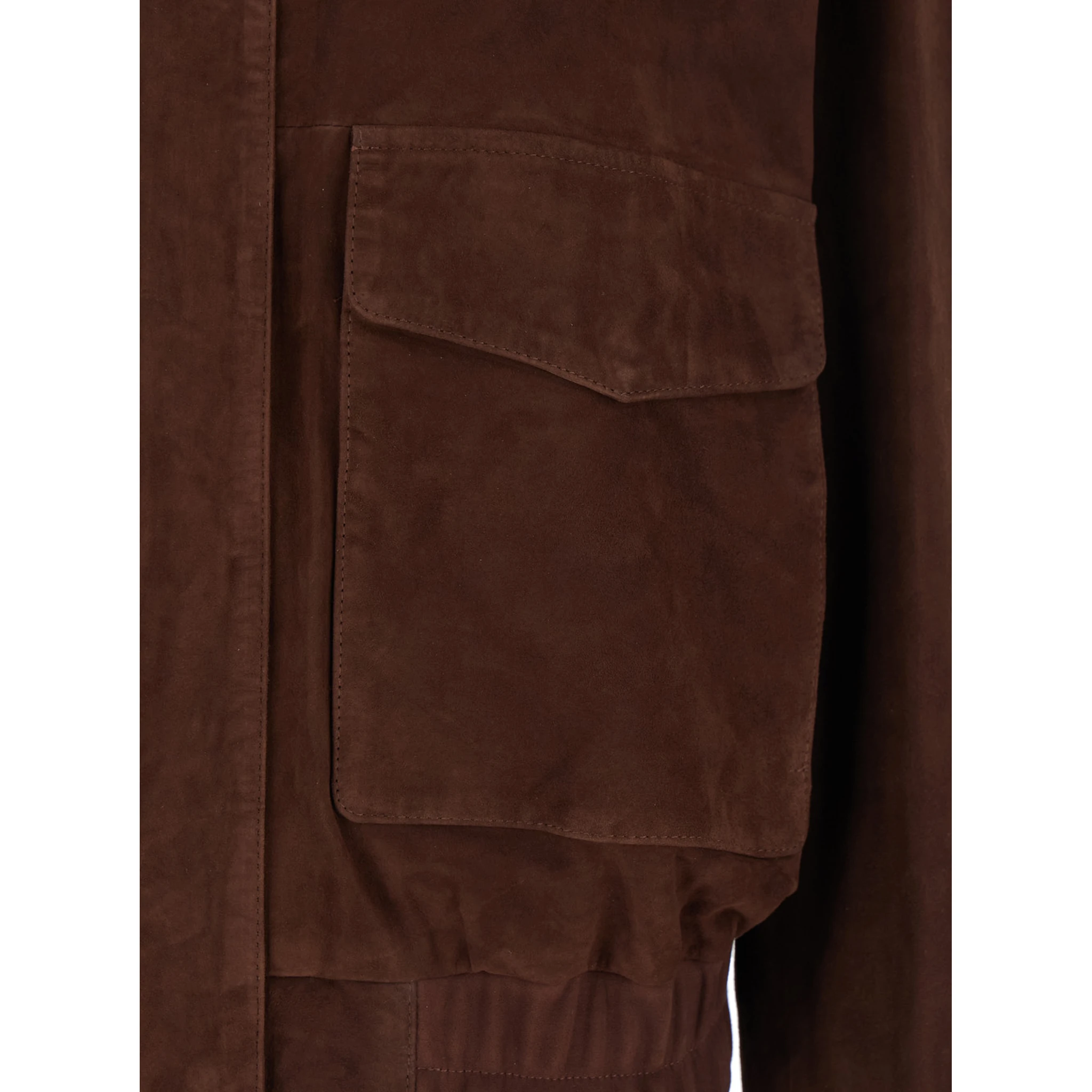 Halti Brown Jacket with Front Patch Pockets and Elastic Hems in Suede Woman