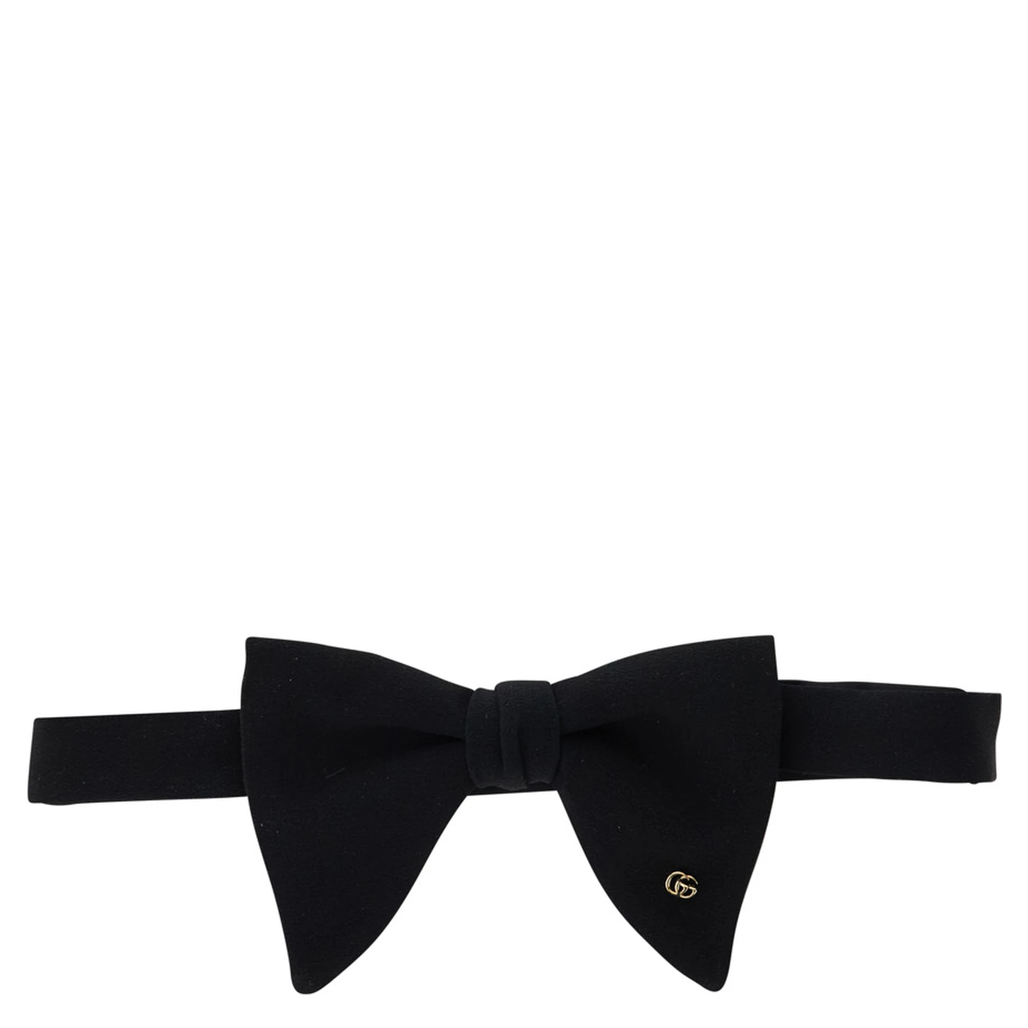 Black Bowtie with GG Plaque on the Front in Silk Man