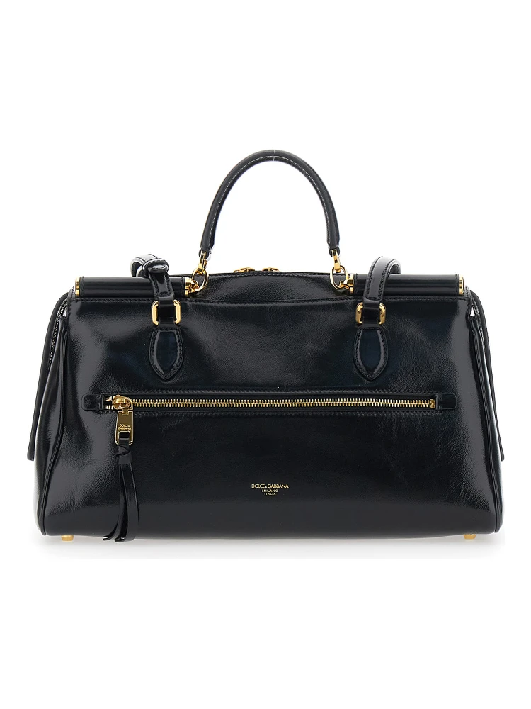 Vittoria Black Shoulder Bag with Chain Detail and Charms on the Front in Leather Woman alternative