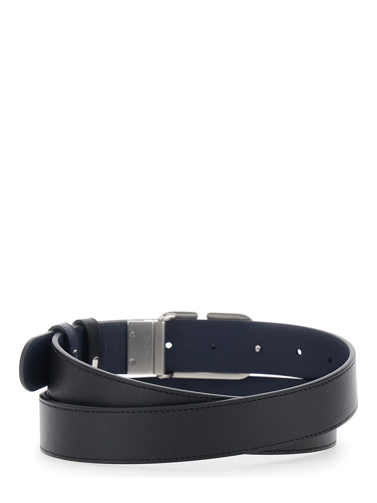 Black Reversible Belt with VLogo Buckle Closure in Leather Man alternative